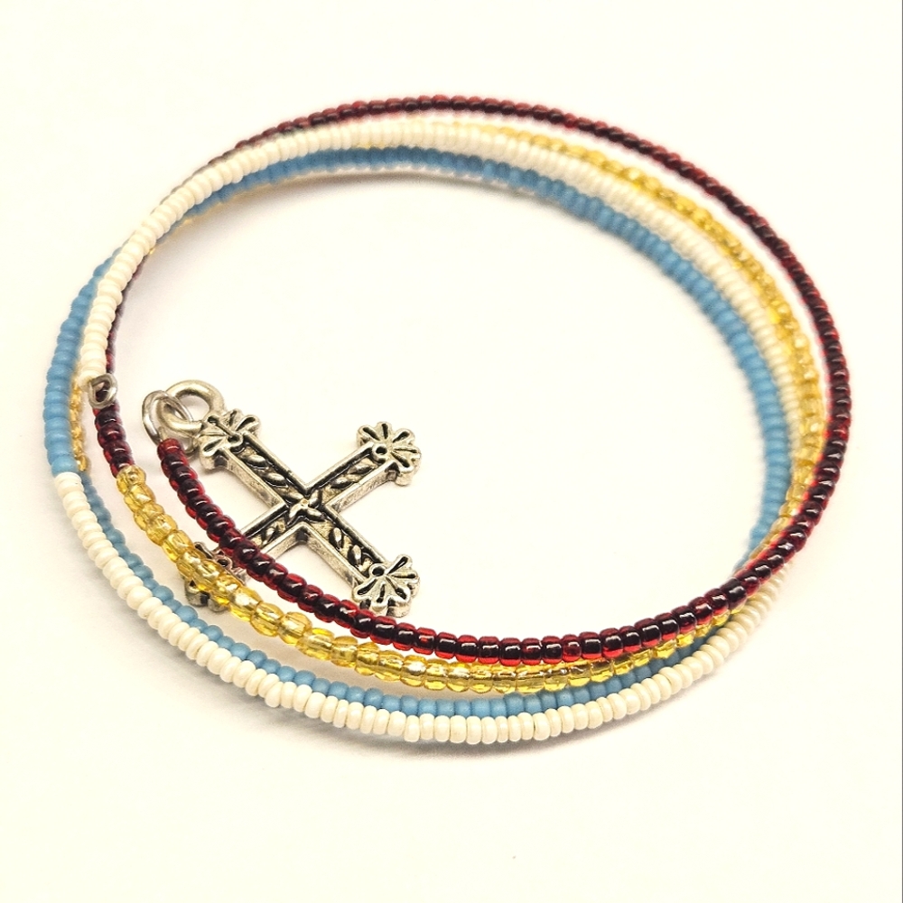 Cross Charm Memory Wire Bracelet